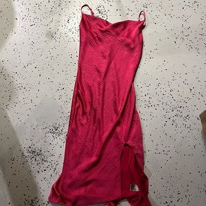hot pink satin slip dress dress